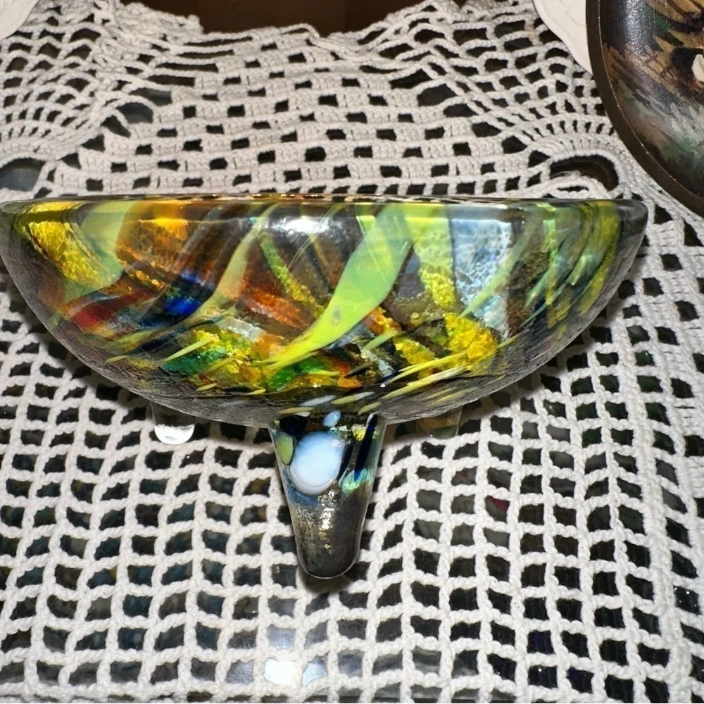 Mexican Artisan Hand Blown Colorful Confetti Glass Bowl